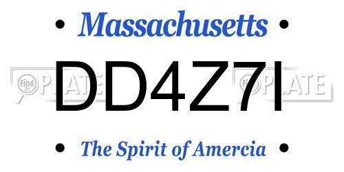 DD4Z7I Massachusetts License Plate