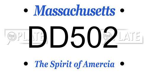DD502 Massachusetts License Plate