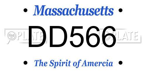 DD566 Massachusetts License Plate