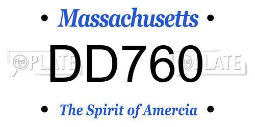 DD760 Massachusetts License Plate