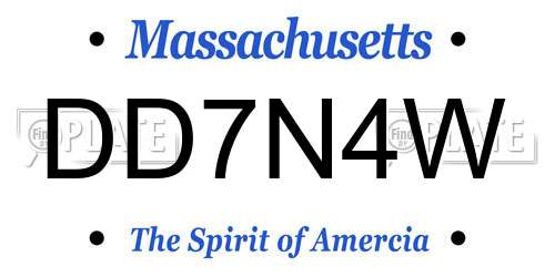 DD7N4W Massachusetts License Plate