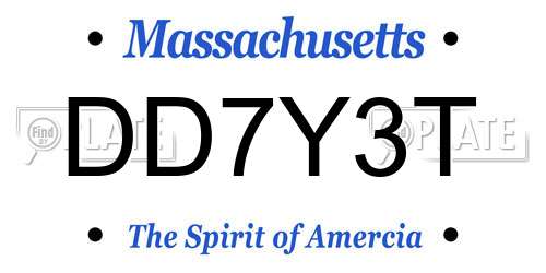 DD7Y3T Massachusetts License Plate