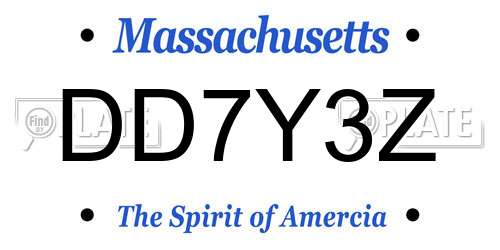 DD7Y3Z Massachusetts License Plate