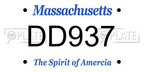 DD937 Massachusetts License Plate