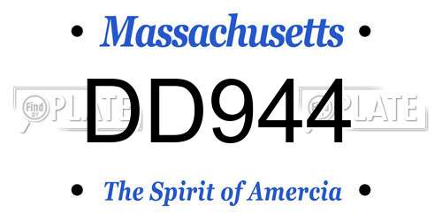 DD944 Massachusetts License Plate