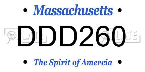 DDD260 Massachusetts License Plate
