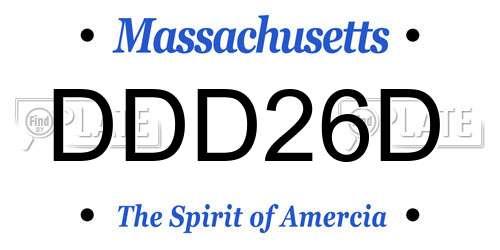 DDD26D Massachusetts License Plate