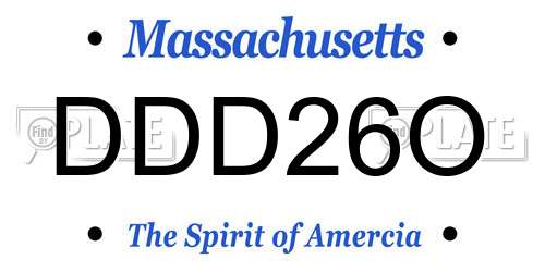 DDD26O Massachusetts License Plate