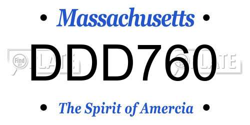 DDD760 Massachusetts License Plate