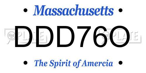 DDD76O Massachusetts License Plate