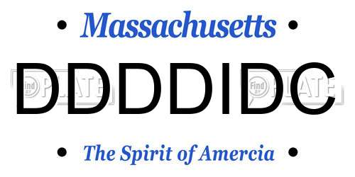 DDDDIDC Massachusetts License Plate