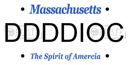 DDDDIOC Massachusetts License Plate
