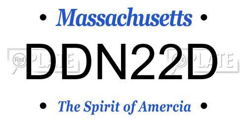 DDN22D Massachusetts License Plate