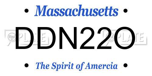 DDN22O Massachusetts License Plate