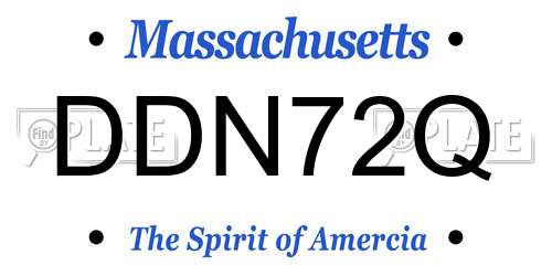 DDN72Q Massachusetts License Plate