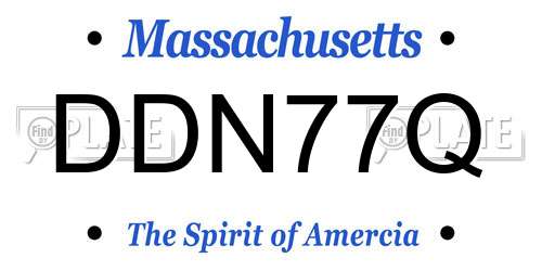 DDN77Q Massachusetts License Plate