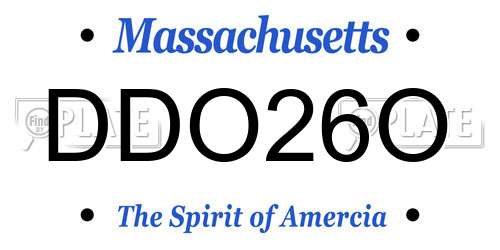 DDO26O Massachusetts License Plate