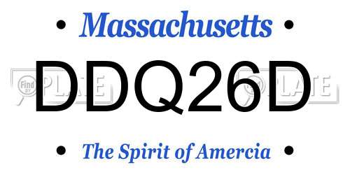 DDQ26D Massachusetts License Plate