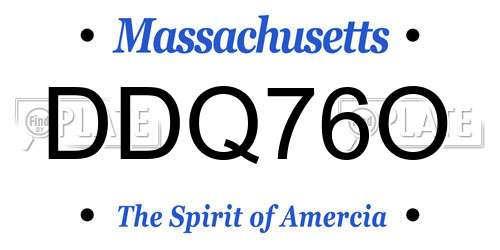 DDQ76O Massachusetts License Plate