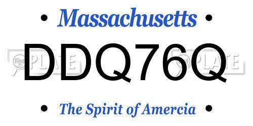 DDQ76Q Massachusetts License Plate