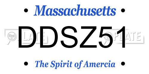 DDSZ51 Massachusetts License Plate