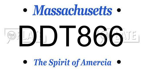 DDT866 Massachusetts License Plate