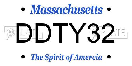 DDTY32 Massachusetts License Plate