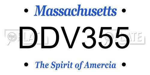 DDV355 Massachusetts License Plate