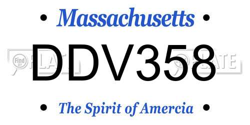 DDV358 Massachusetts License Plate