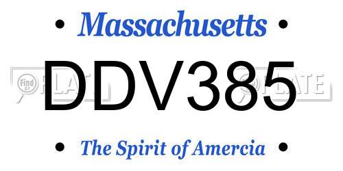 DDV385 Massachusetts License Plate