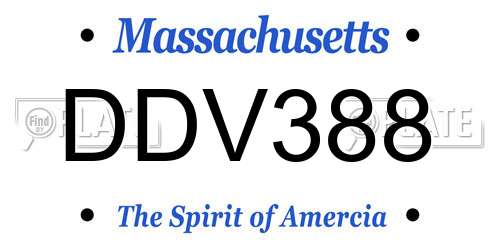 DDV388 Massachusetts License Plate
