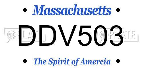 DDV503 Massachusetts License Plate