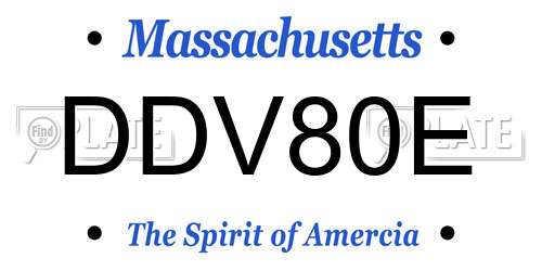 DDV80E Massachusetts License Plate
