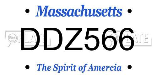 DDZ566 Massachusetts License Plate