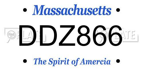 DDZ866 Massachusetts License Plate