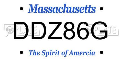 DDZ86G Massachusetts License Plate