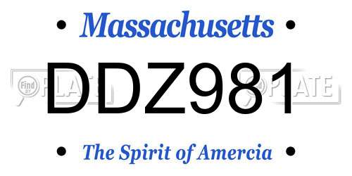 DDZ981 Massachusetts License Plate