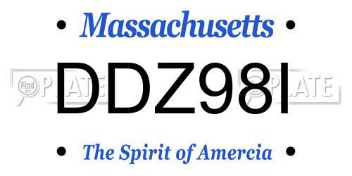 DDZ98I Massachusetts License Plate