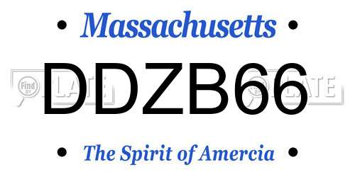 DDZB66 Massachusetts License Plate