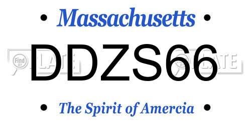 DDZS66 Massachusetts License Plate