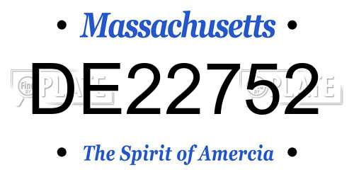 DE22752 Massachusetts License Plate