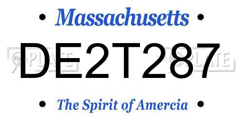 DE2T287 Massachusetts License Plate