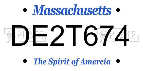 DE2T674 Massachusetts License Plate