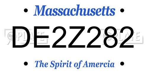 DE2Z282 Massachusetts License Plate