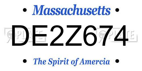 DE2Z674 Massachusetts License Plate