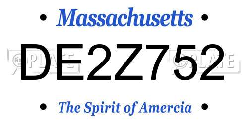 DE2Z752 Massachusetts License Plate
