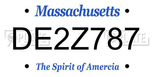 DE2Z787 Massachusetts License Plate