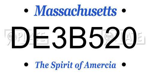 DE3B520 Massachusetts License Plate