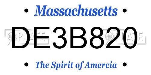 DE3B820 Massachusetts License Plate