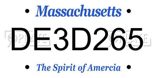 DE3D265 Massachusetts License Plate